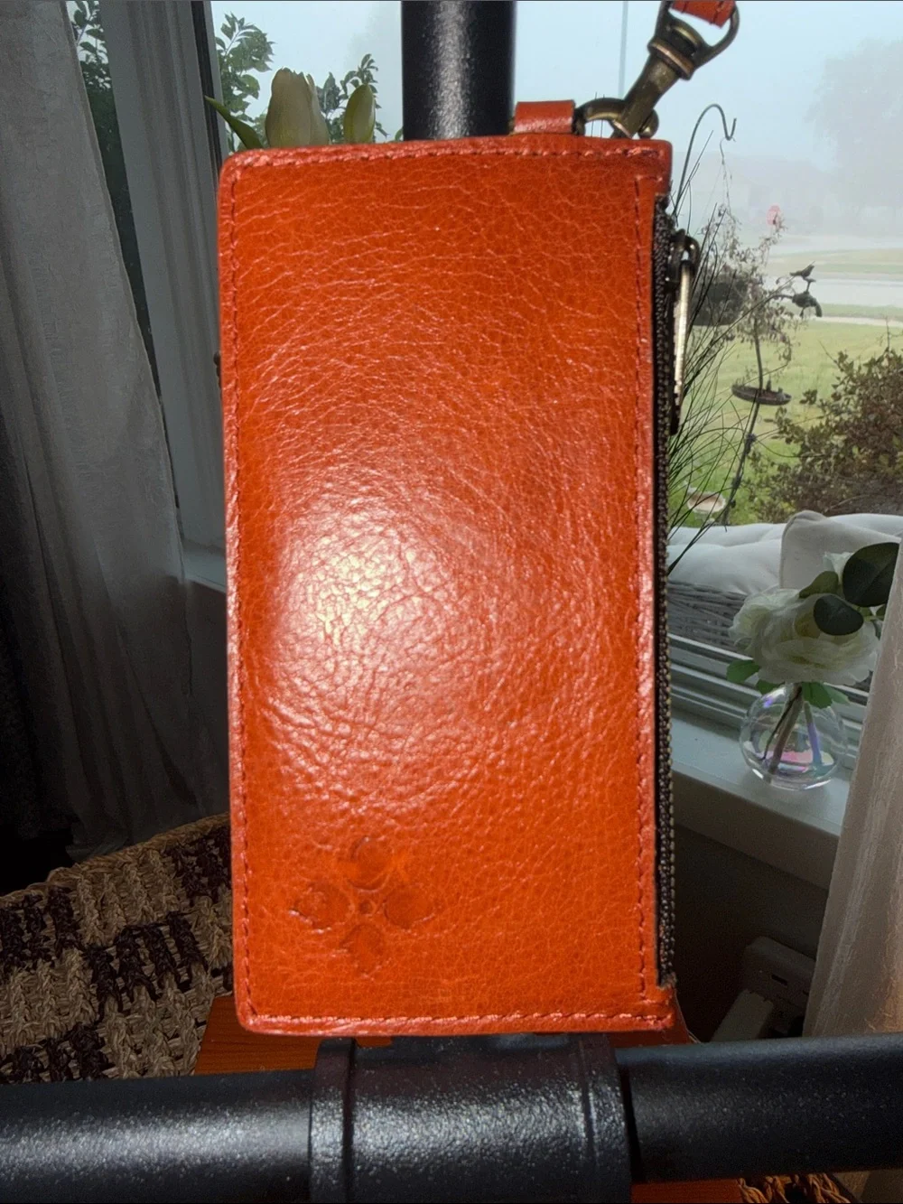 Patricia Nash Croc Embossed Leather Zip Card Case Wallet Orange Cognac